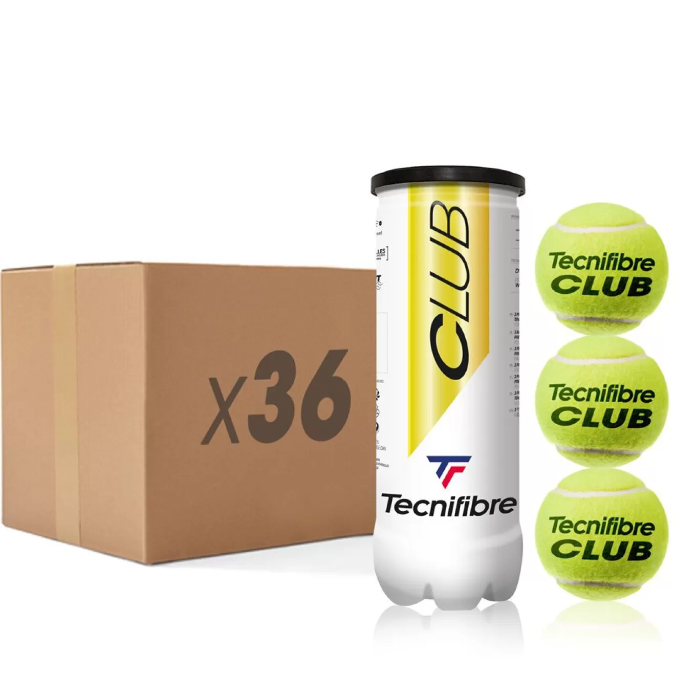Cheap Tecnifibre CLUB : BOX OF 36 TUBES OF 3 TENNIS BALLS