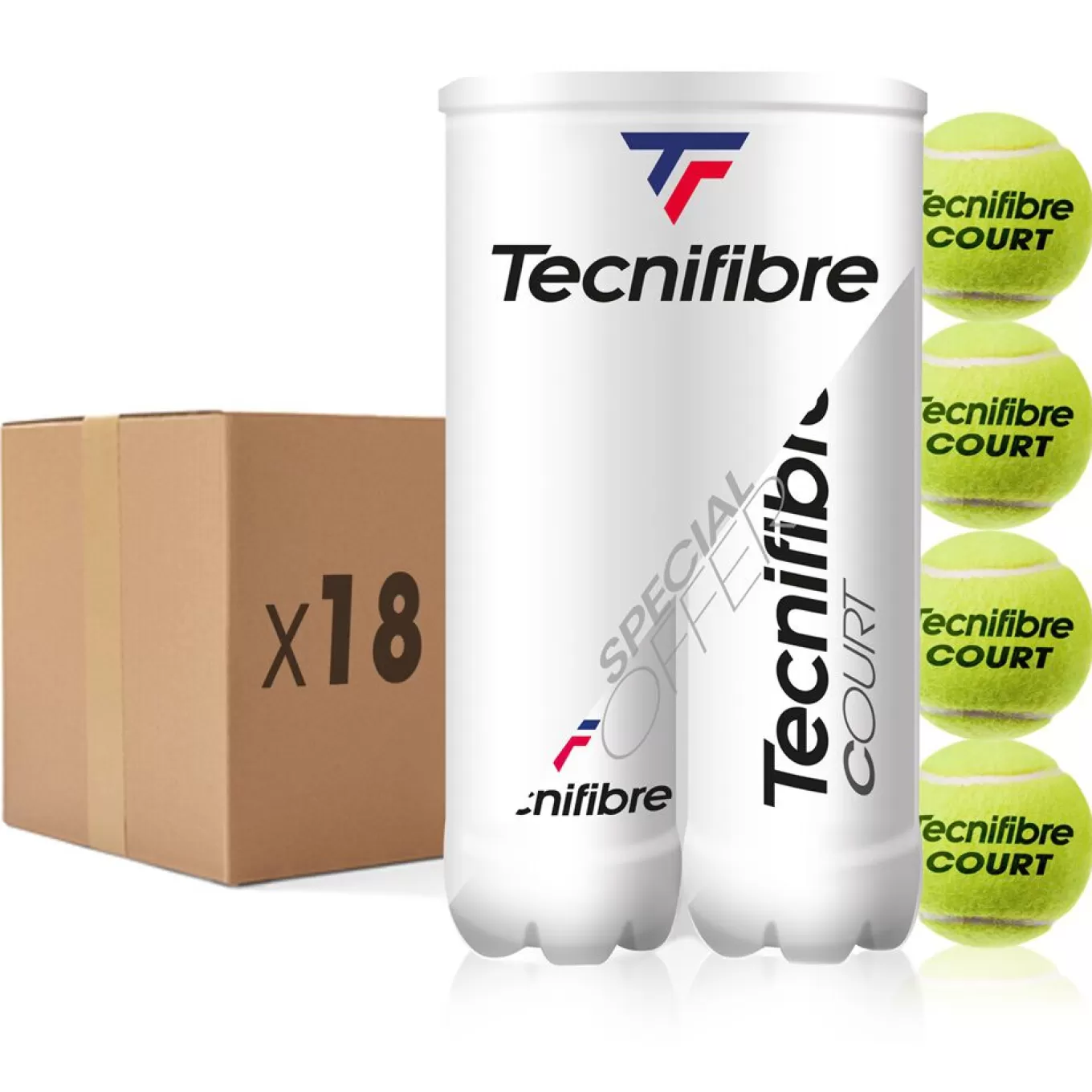 Best Sale Tecnifibre COURT : BOX OF 18 BI DE TUBES OF 4 TENNIS BALLS