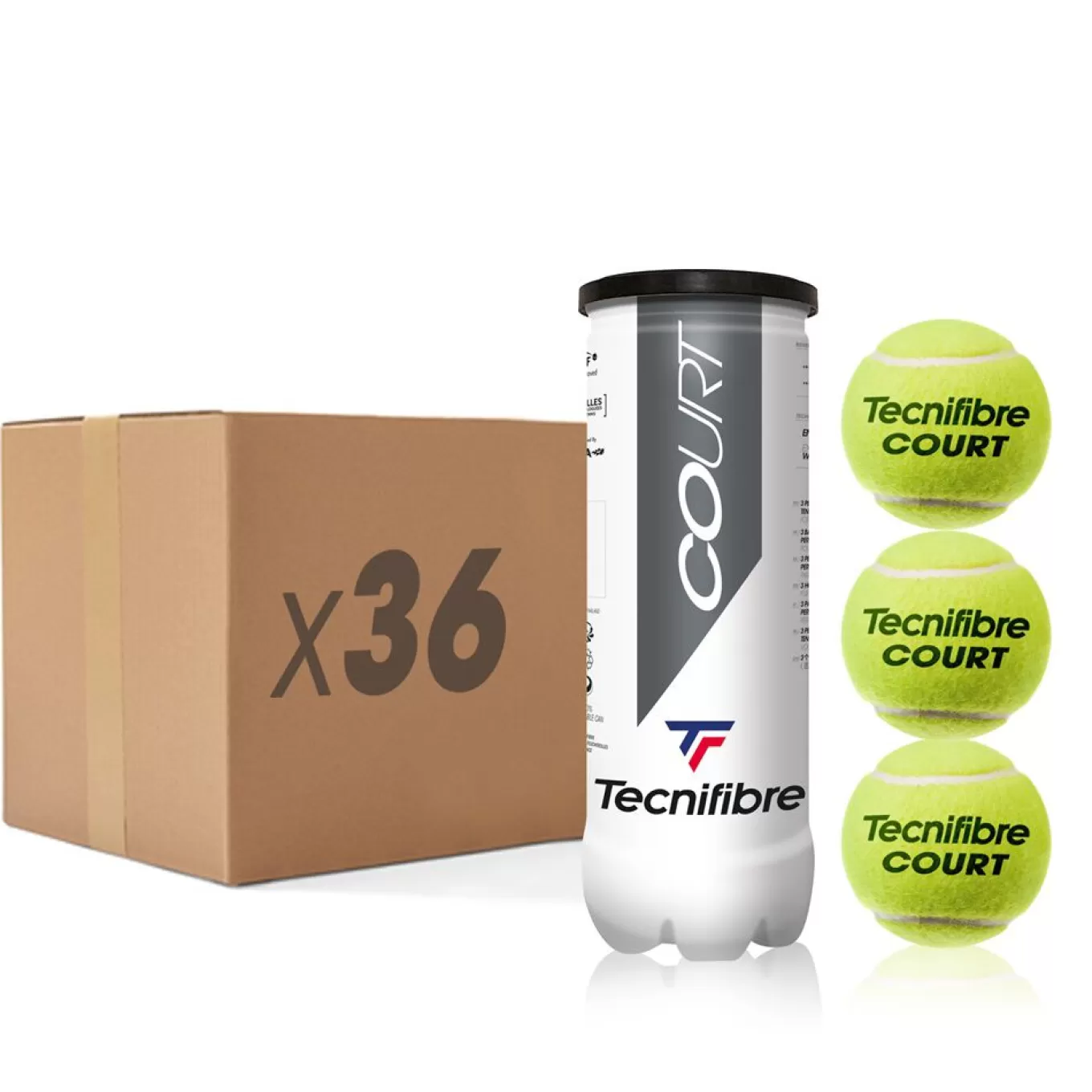 Best Tecnifibre COURT : BOX OF 36 TUBES OF 3 TENNIS BALLS