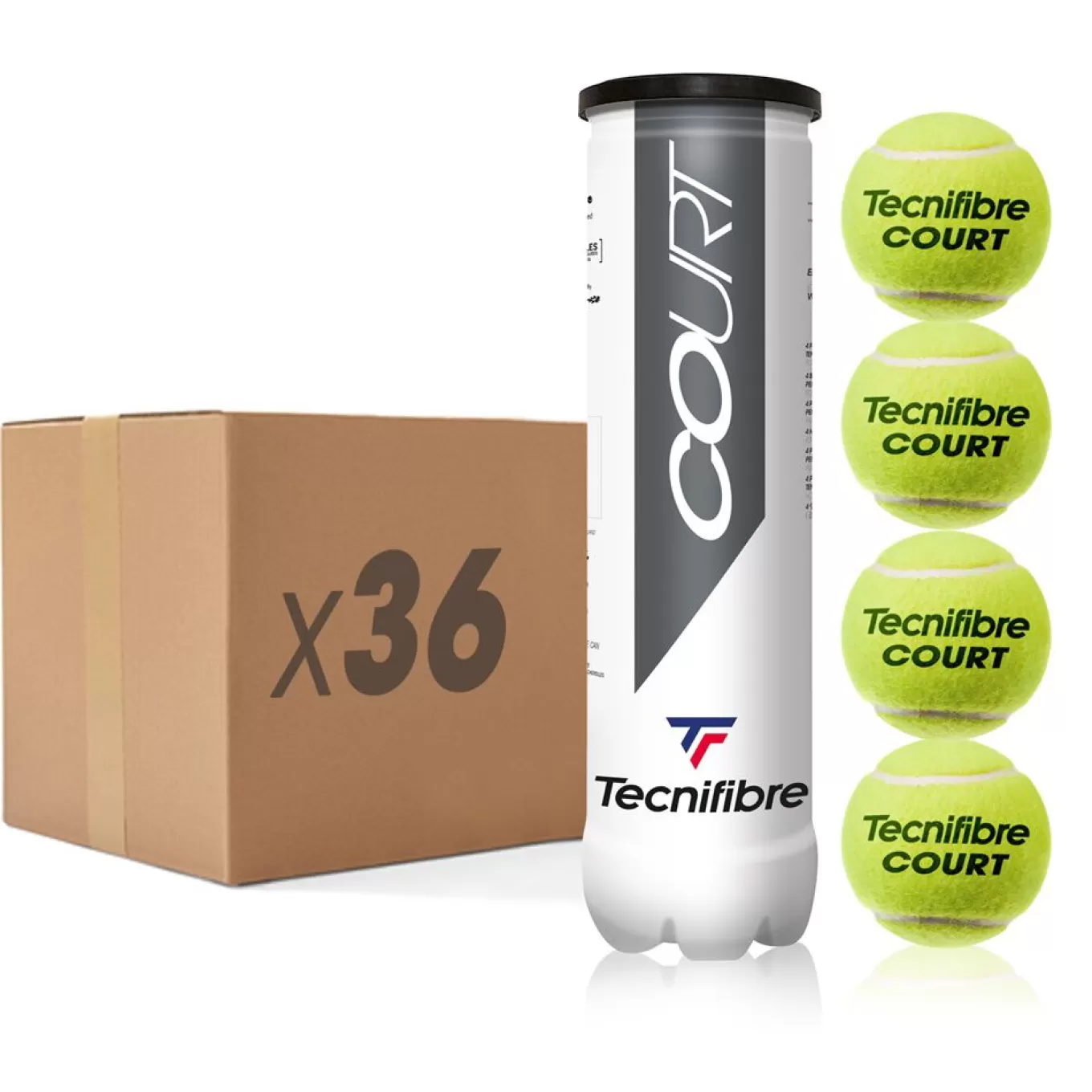 Hot Tecnifibre COURT : BOX OF 36 TUBES OF 4 TENNIS BALLS