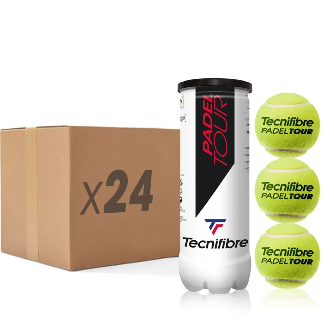 Shop Tecnifibre PADEL TOUR : BOX OF 24 TUBES OF 3 BALLS DE PADEL