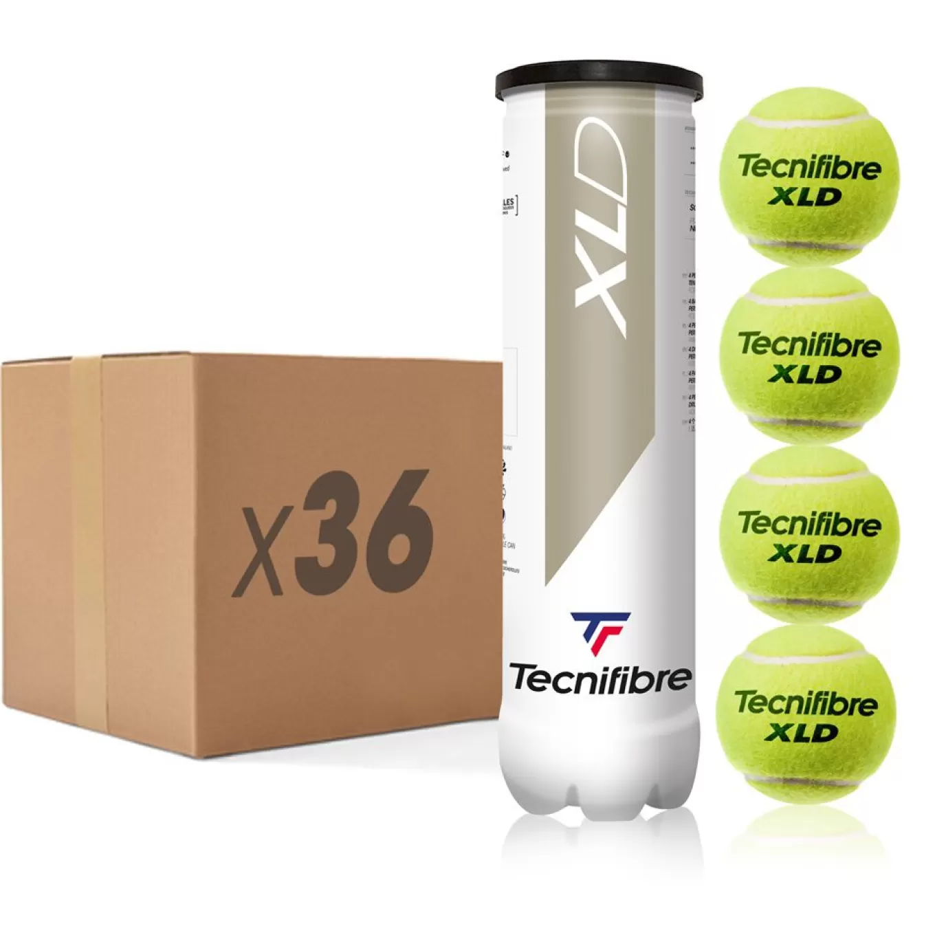 Sale Tecnifibre XLD : BOX OF 36 TUBES OF 4 TENNIS BALLS
